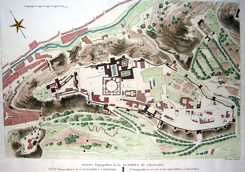 Plano topografico de la Alambra de Granada > Mapas, Arquitectura